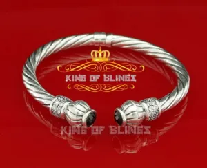 10K White Gold Finish in Silver Men/Ladies's Bangle Bracelete With Lab CR Diamonds