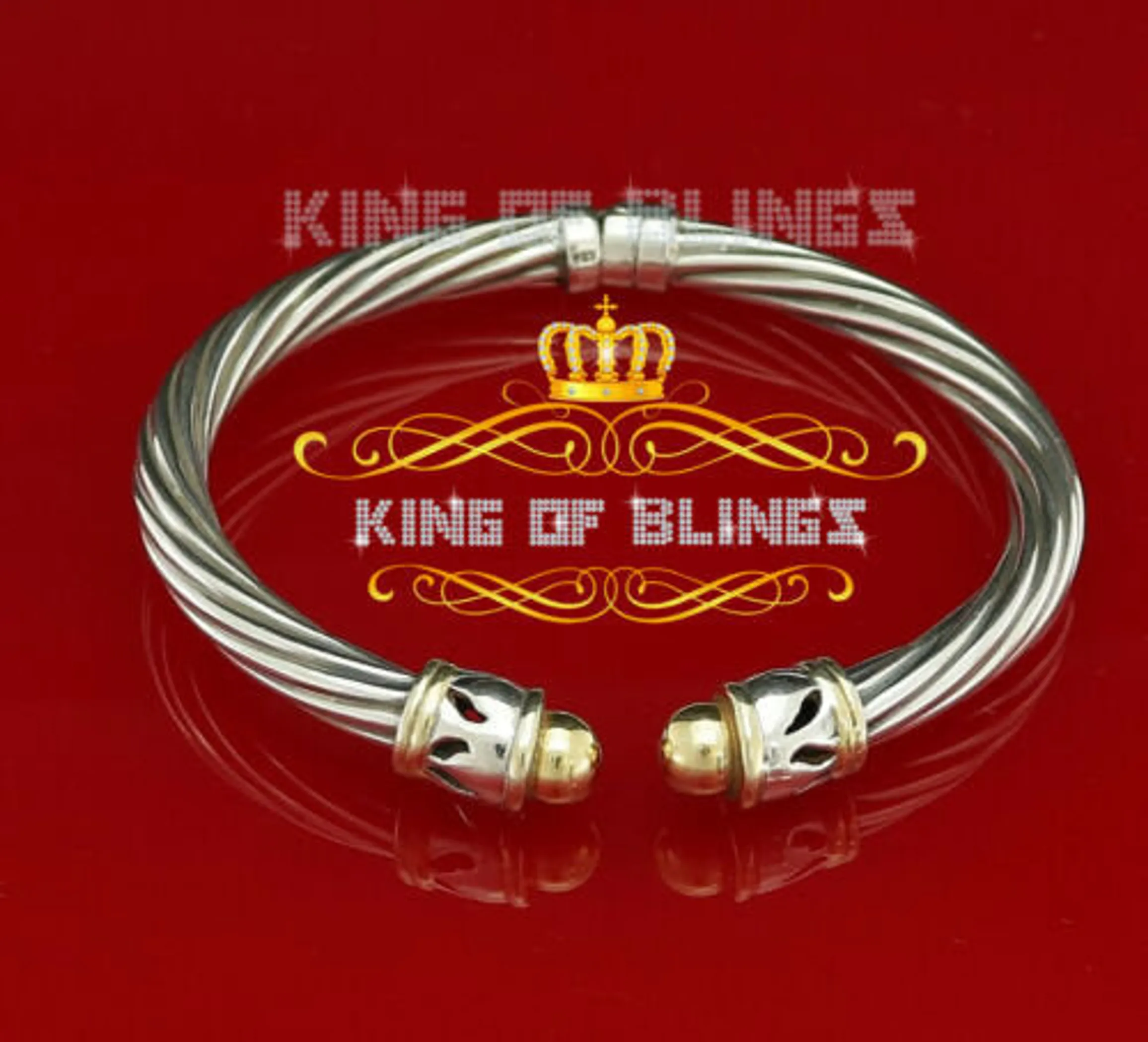 10K White Gold Finish in Silver Men/Ladies's Bangle Bracelete With Lab CR Diamonds
