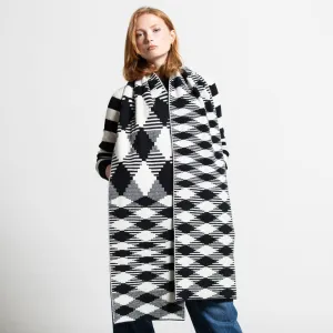 ARGYLE BLANKET SCARF BLACK WHITE