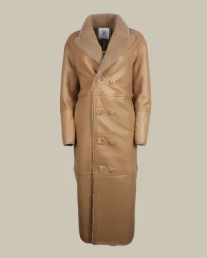 Beige Long Reversible Teddy Coat