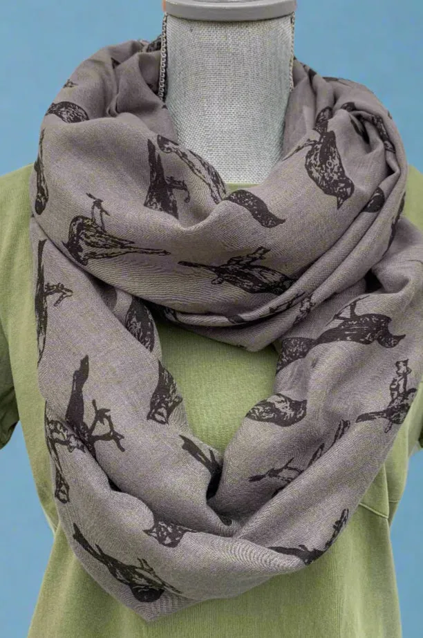 Birds - Grey Infinity Scarf