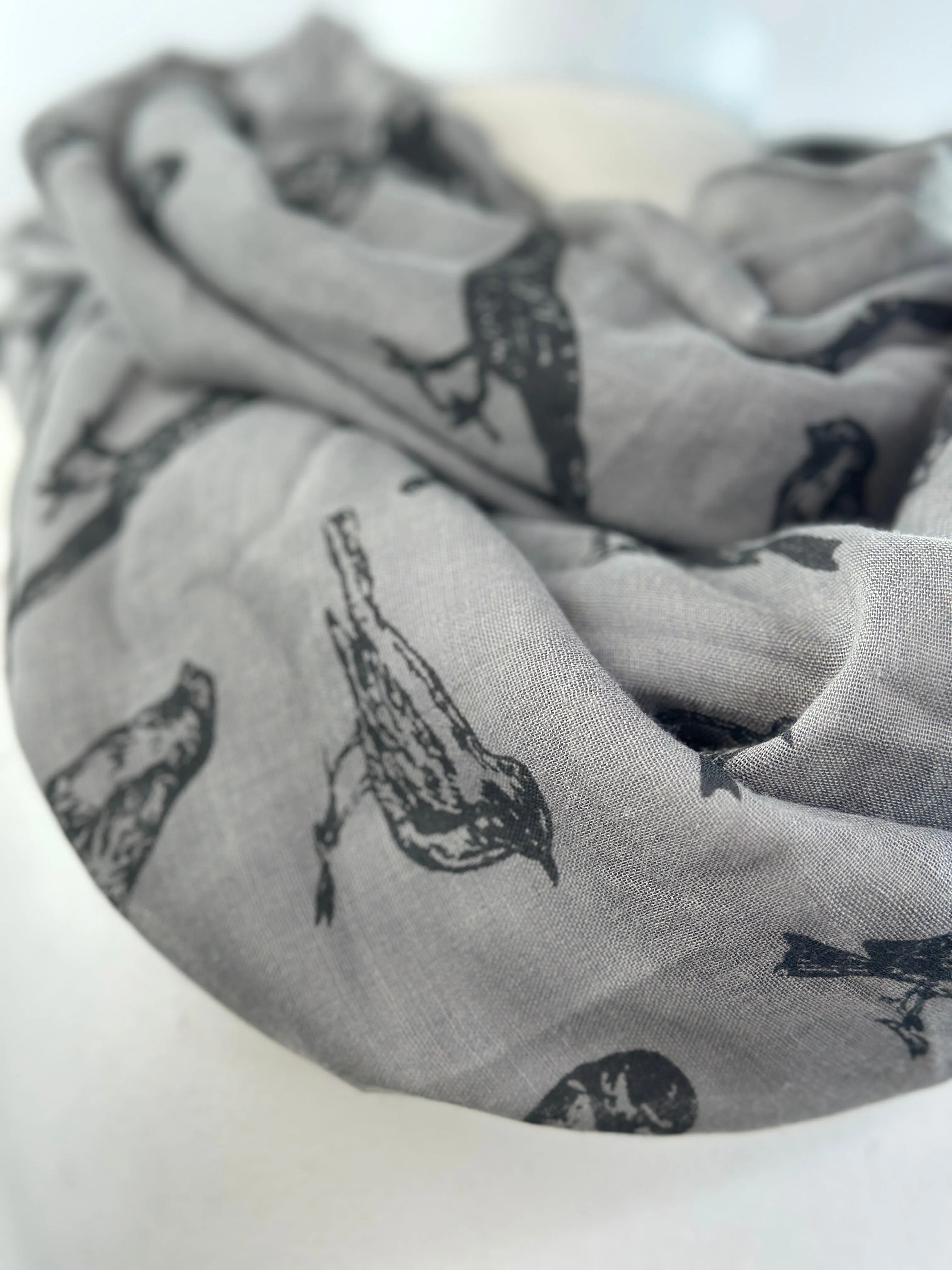 Birds - Grey Infinity Scarf