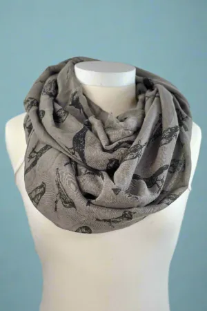 Birds - Grey Infinity Scarf