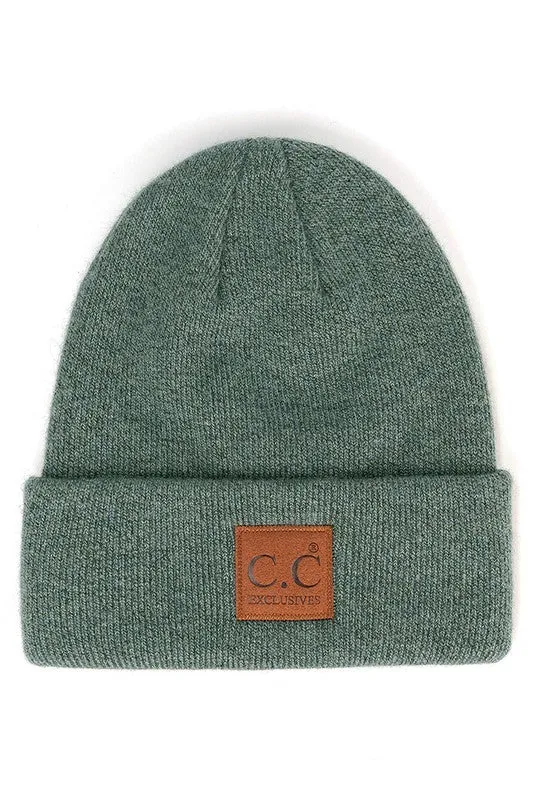C.C. HEATHERED BOYFRIEND BEANIE (FOREST GREEN)
