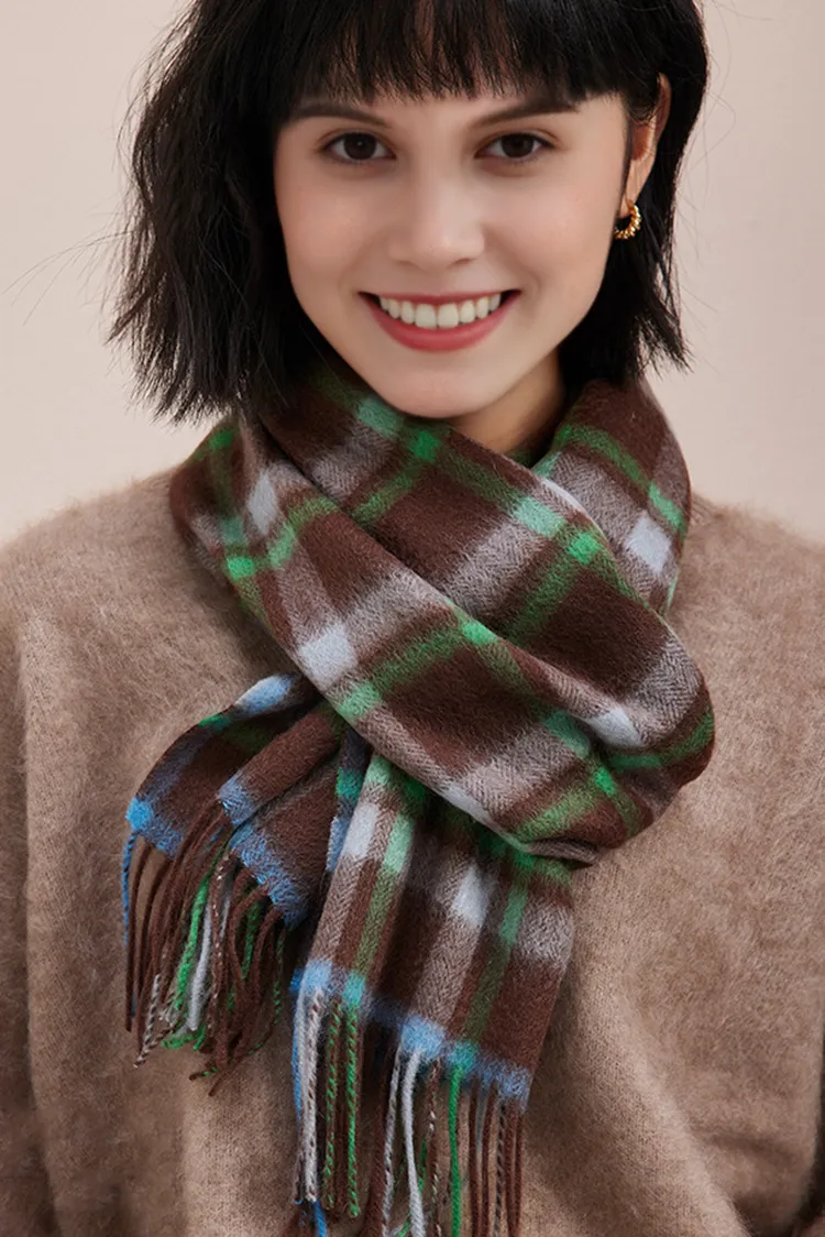Classic British Style 100 Cashmere Plaid Winter Scarf