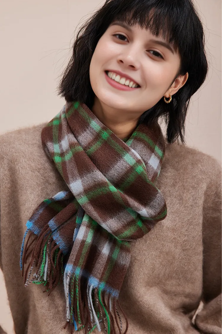 Classic British Style 100 Cashmere Plaid Winter Scarf