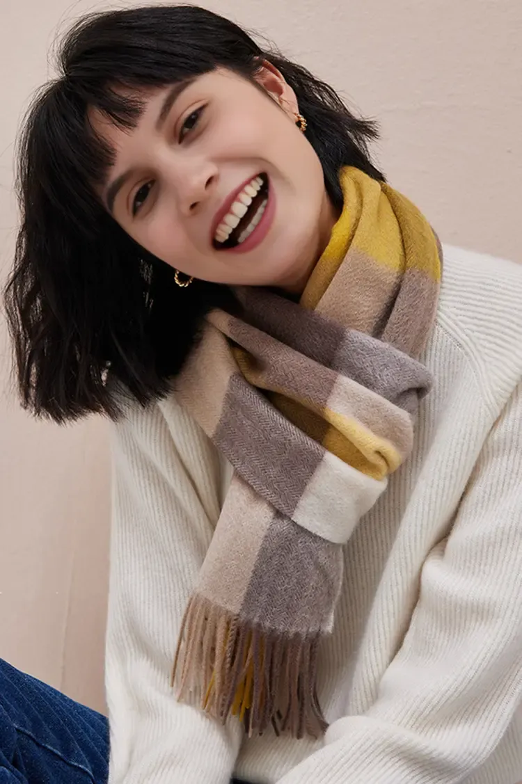 Classic British Style 100 Cashmere Plaid Winter Scarf