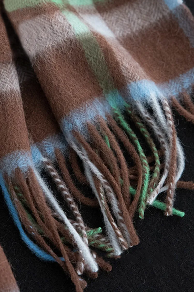 Classic British Style 100 Cashmere Plaid Winter Scarf