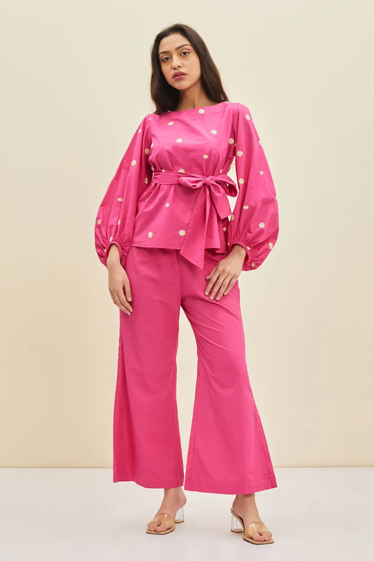 Cotton Poplin Flared Pants
