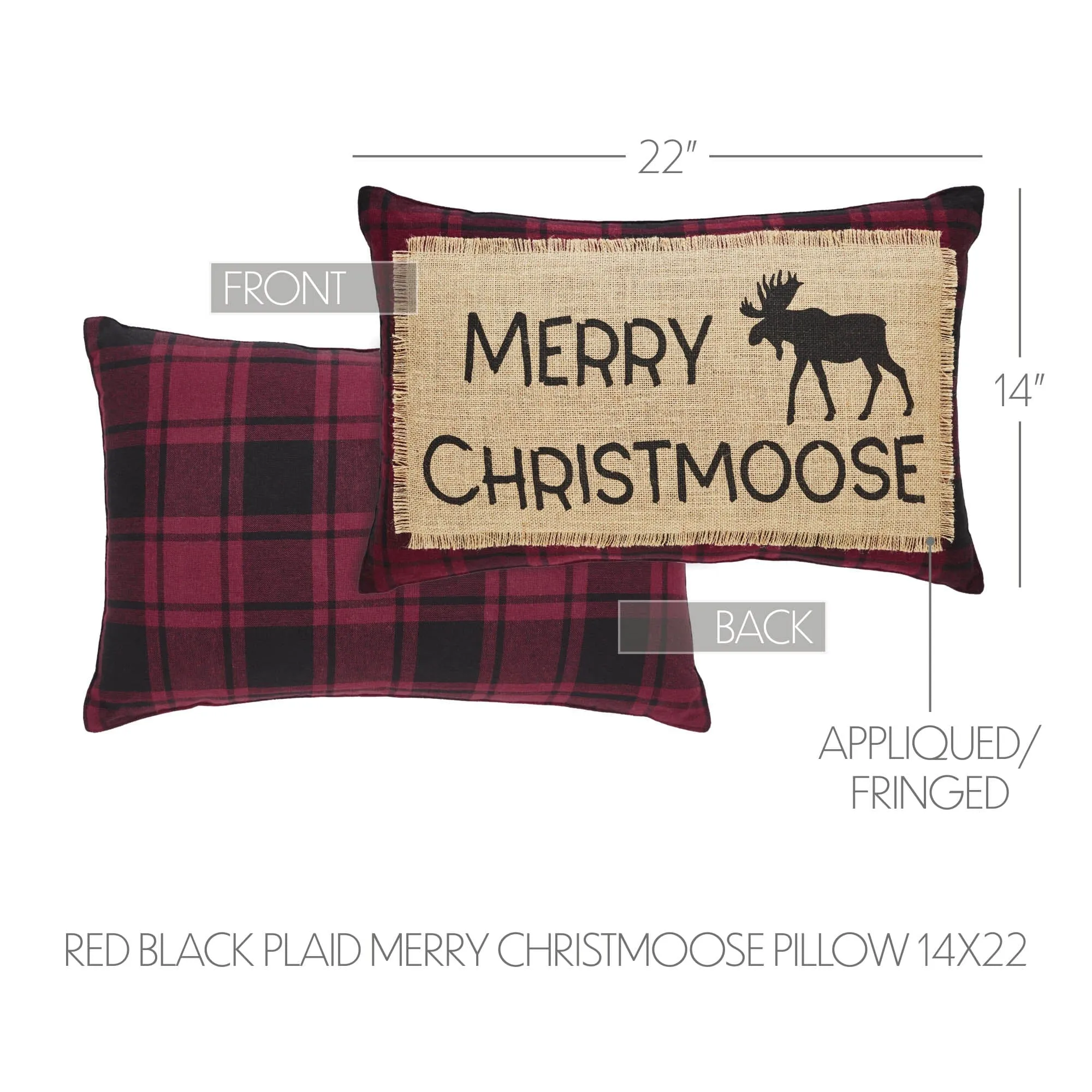 Cumberland Plaid "Merry Christmoose" Pillow 14x22"