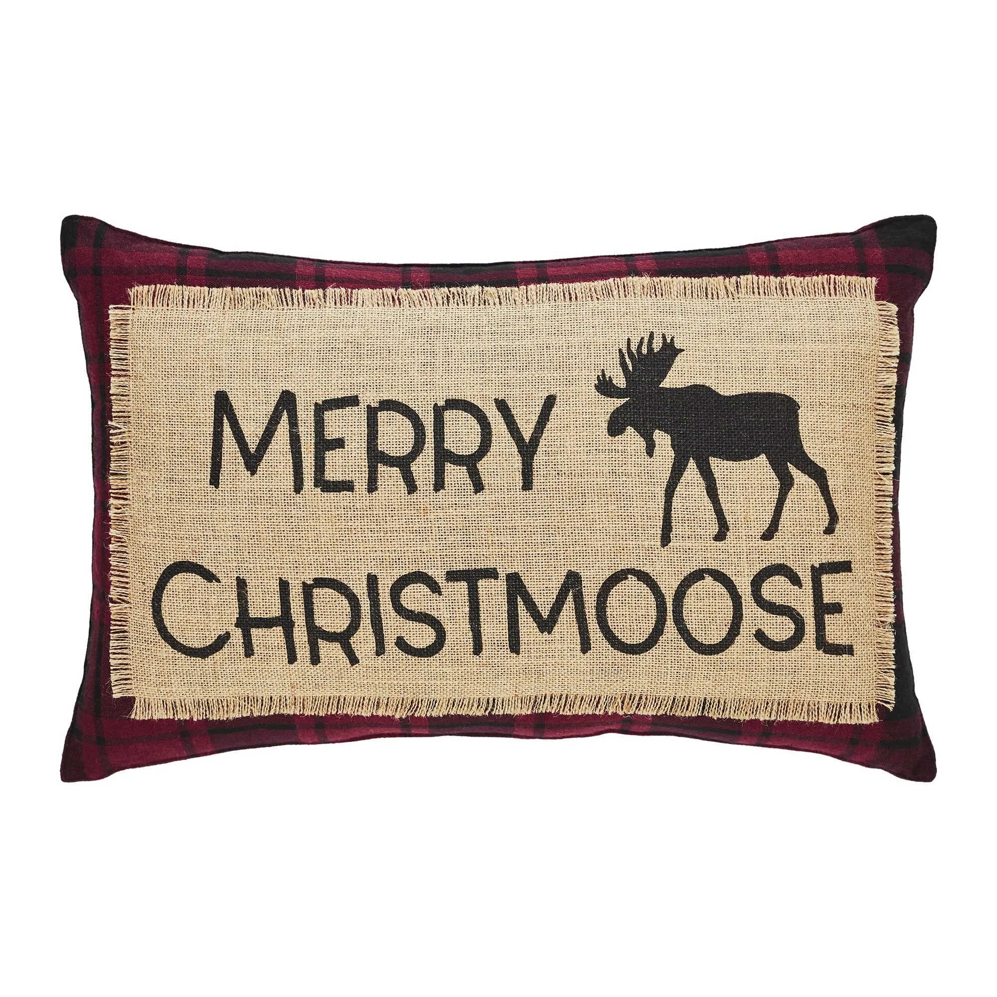 Cumberland Plaid "Merry Christmoose" Pillow 14x22"
