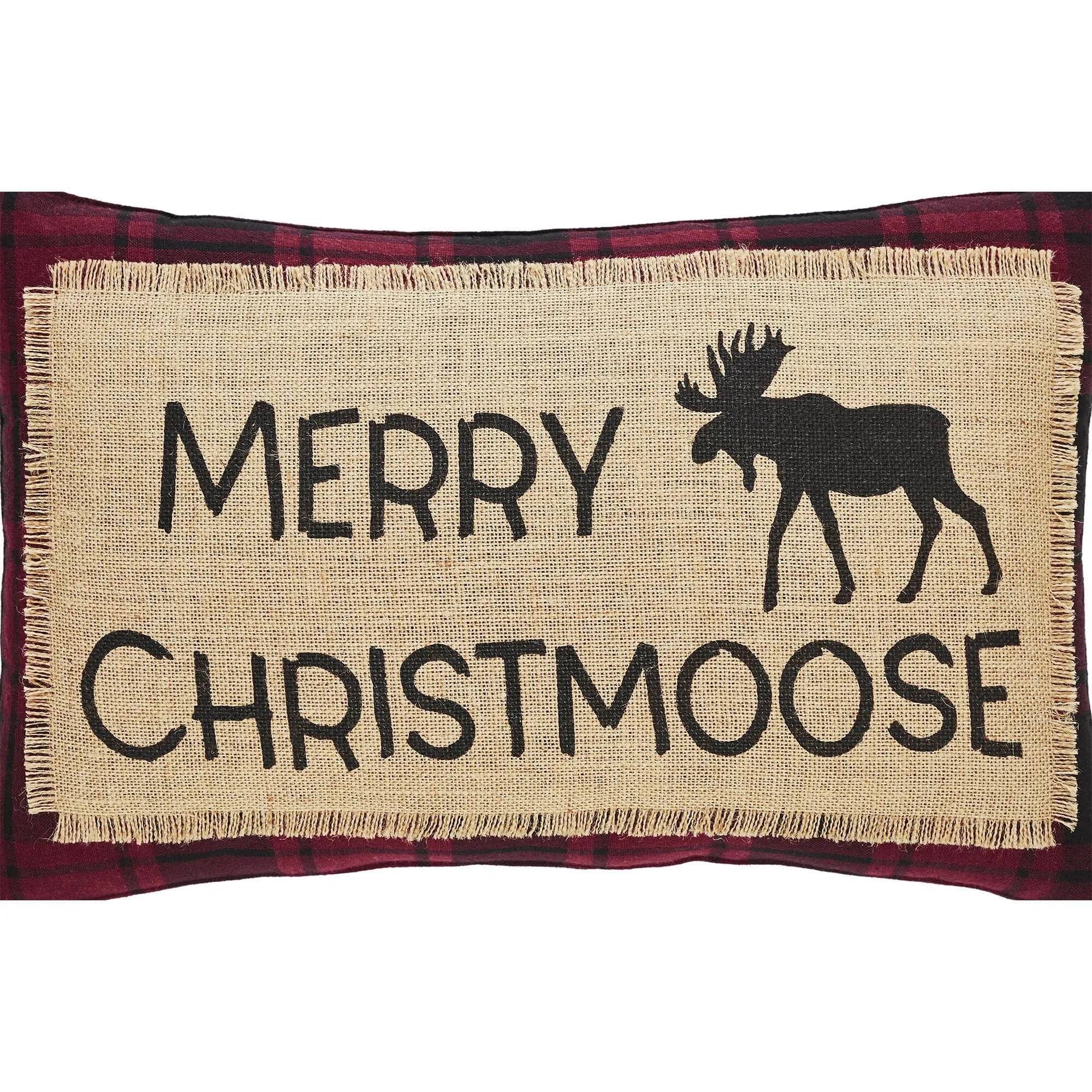 Cumberland Plaid "Merry Christmoose" Pillow 14x22"