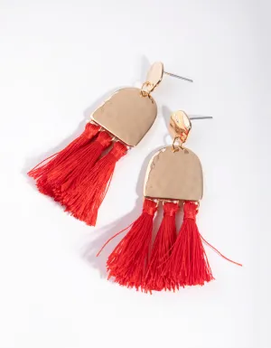 Dome Tassel Drop Earrings