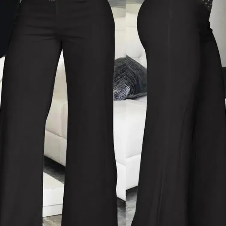 Elegant High Waist Flared Women Pants with Sheer Mesh Patch