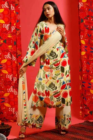 Embroidered Crepe Kurta Set