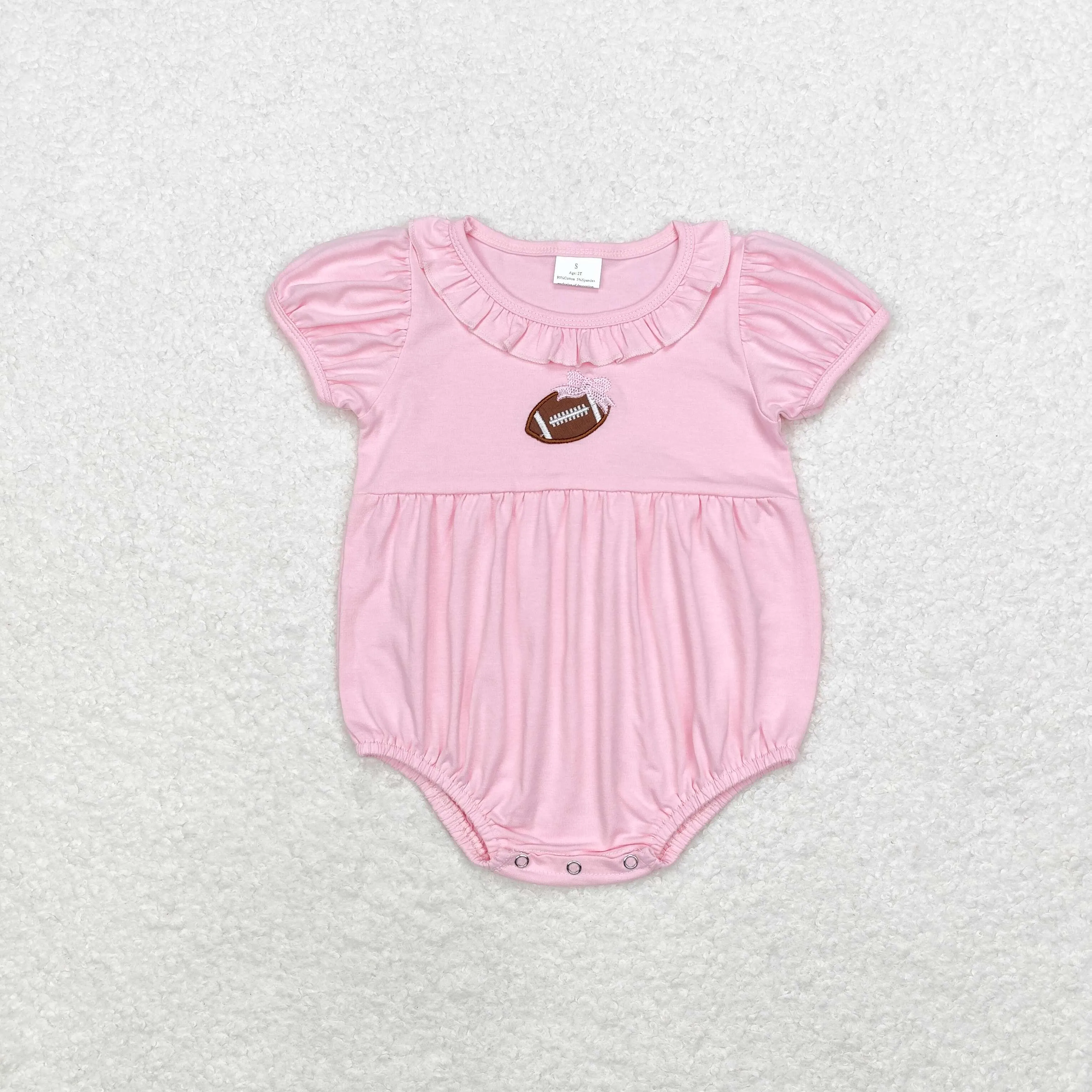 embroidery SR1945 football sibling  girl romper 202408 RTS