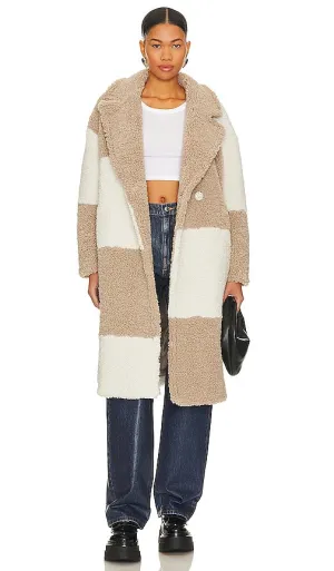 Ena Pelly Amber Oversized Teddy Coat in Neutral