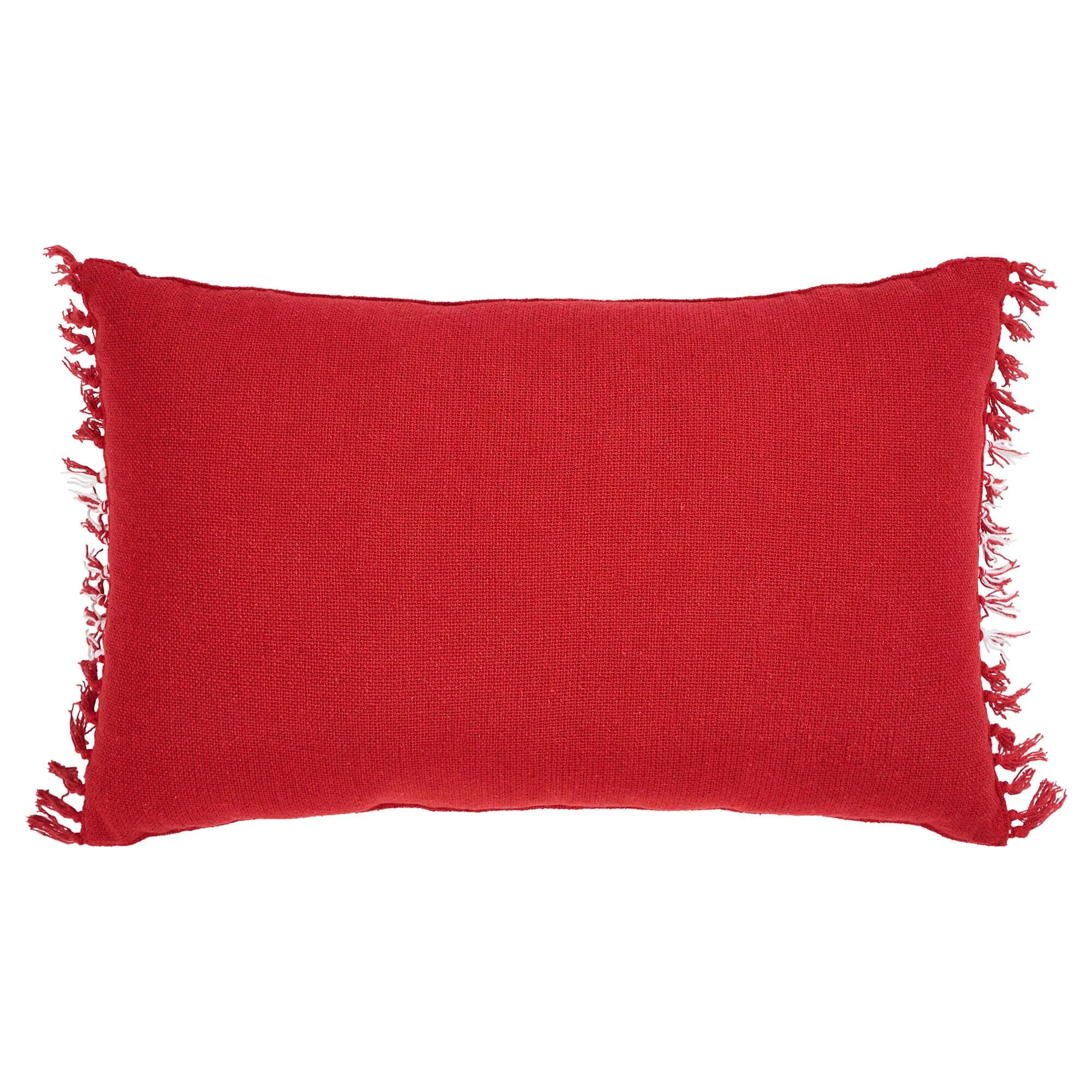 Eston Red Plaid Fringed Pillow 14x22"