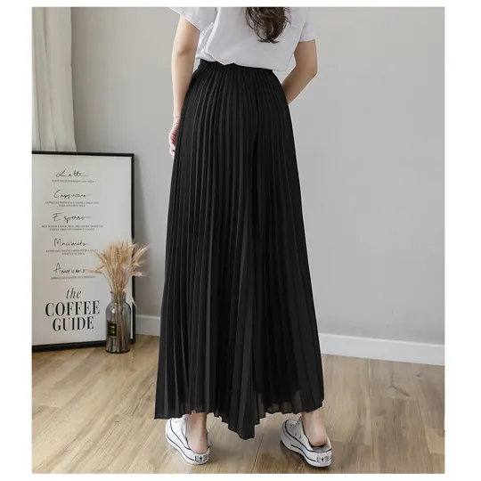 Flared Palazzo Loose Chiffon Boho Pleated Pants