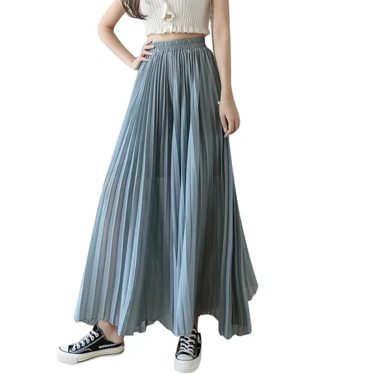 Flared Palazzo Loose Chiffon Boho Pleated Pants