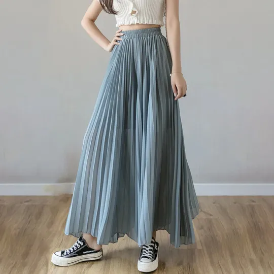 Flared Palazzo Loose Chiffon Boho Pleated Pants