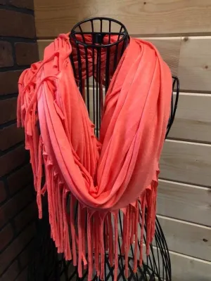 Fringe Tassel Scarf Coral