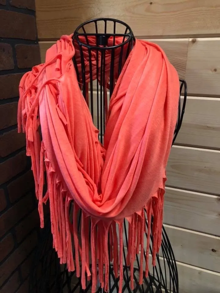 Fringe Tassel Scarf Coral