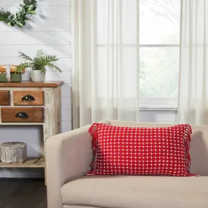 Gallen Red Fringed Pillow 14x22"