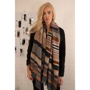 Geometric Jacquard Stripe Blanket Scarf