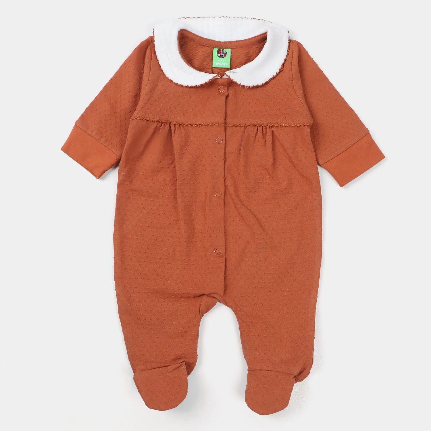 Infant Girls Knitted Rompers Fancy Dot's-Brown