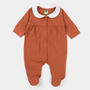 Infant Girls Knitted Rompers Fancy Dot's-Brown