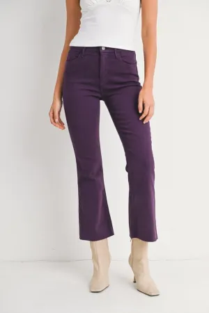 Just Black Denim High Rise Crop Flare in Purple