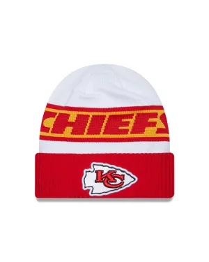Kansas City Chiefs New Era 2023 Sideline Tech Cuffed Knit Hat - White/Red