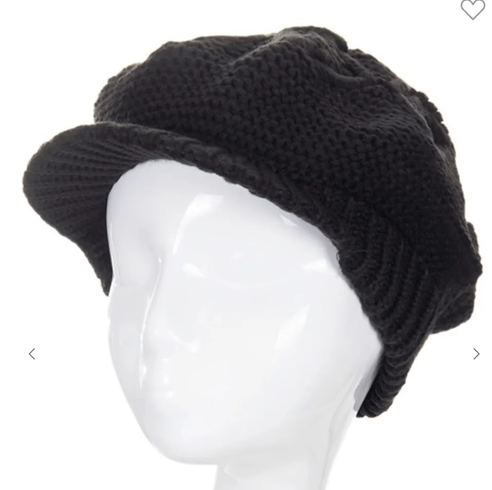 Knit Flower Aran Visor Beanie Cap Hat - H20118