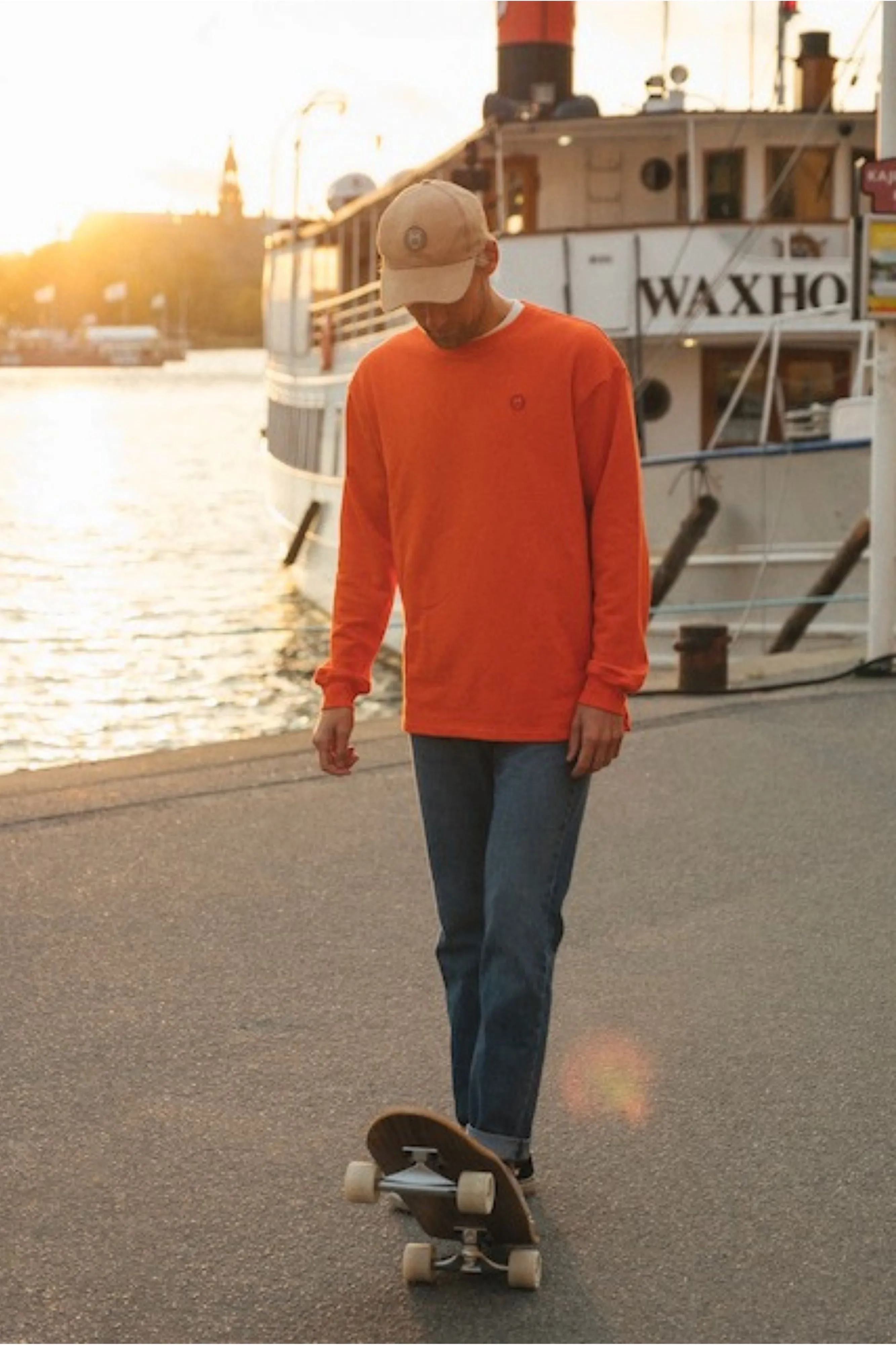 Knowledge Cotton Back printed oversized sweat REBORNTM - GRS/Vegan