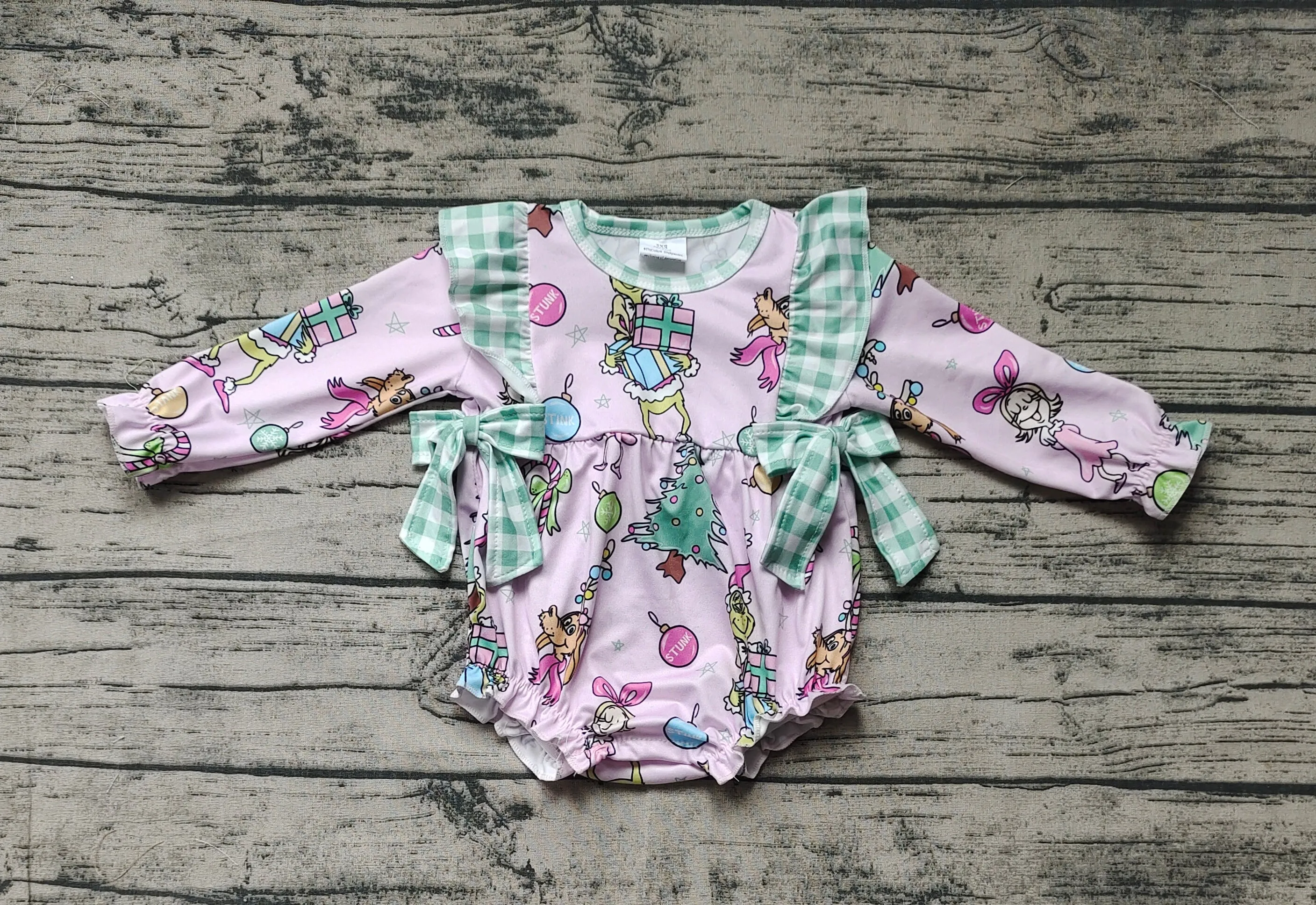 LR0998 Christmas grinch girl romper 202406 RTS