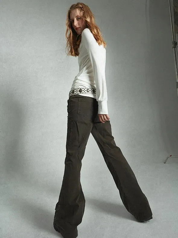 Mid-low Waist Flared Pants