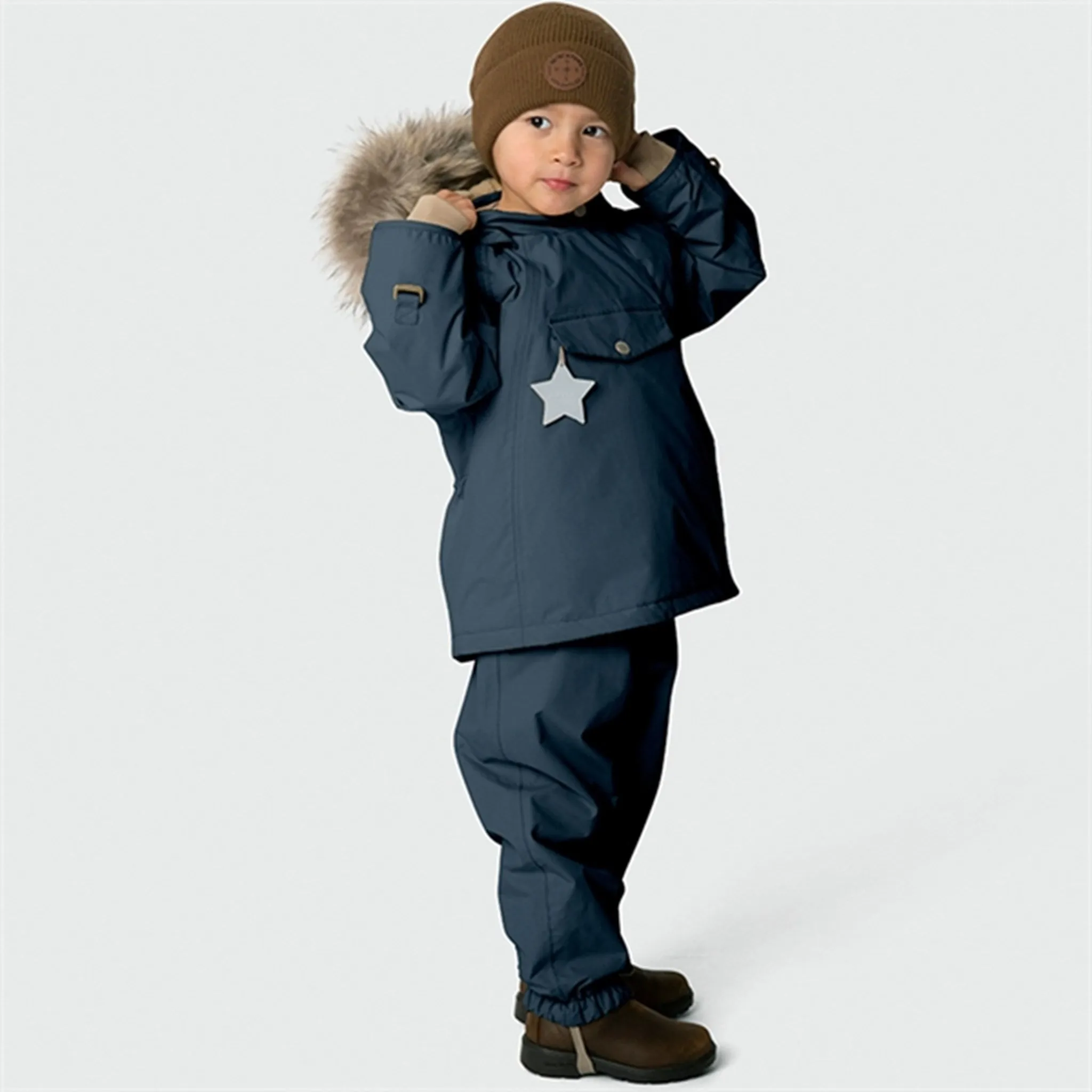 MINI A TURE Wang Fleece Fur Winter Jacket Blue Nights