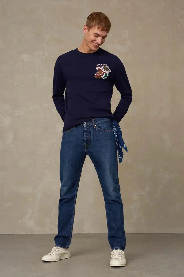 Nezer Thread L/S Tee in Navy