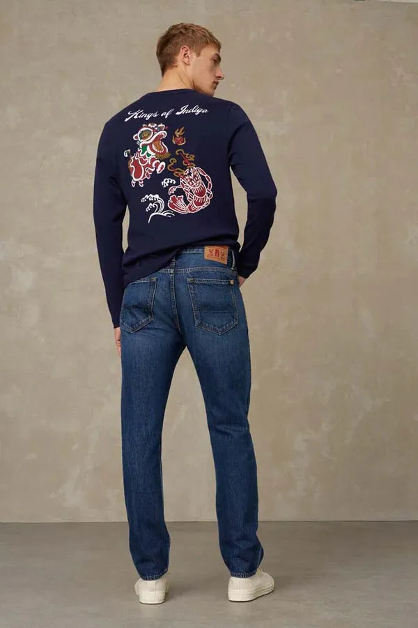 Nezer Thread L/S Tee in Navy