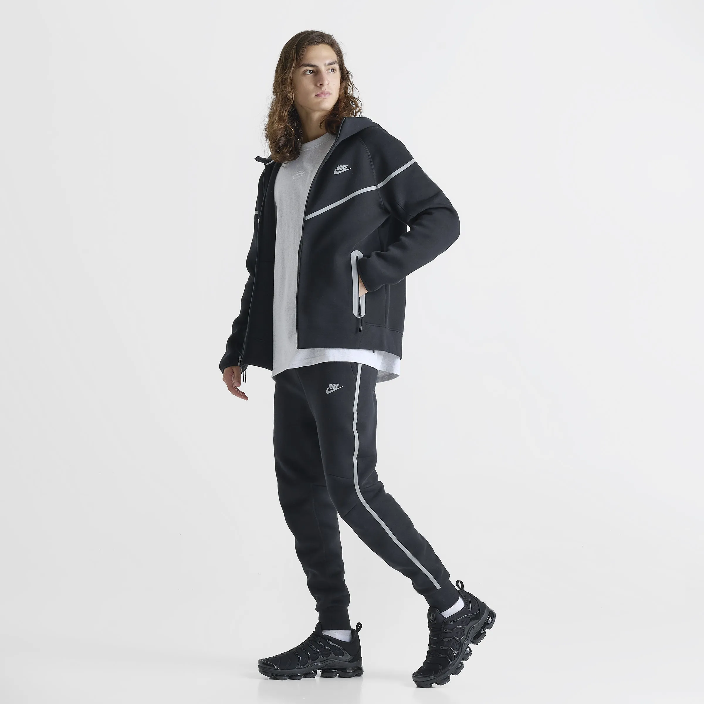 Nike Tech Windrunner Reflective Full Zip Fleece Jacket Black / Bemis Silver