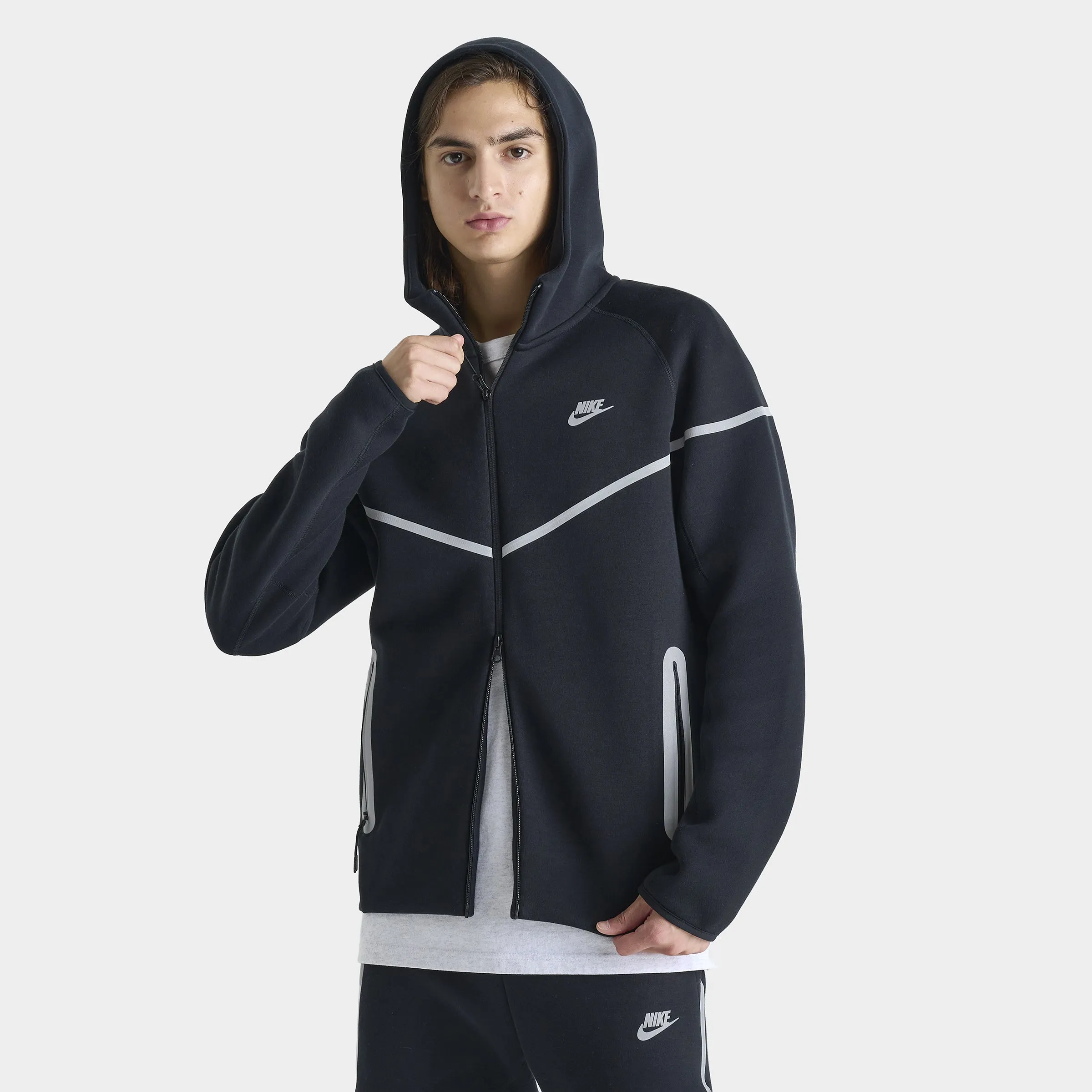 Nike Tech Windrunner Reflective Full Zip Fleece Jacket Black / Bemis Silver