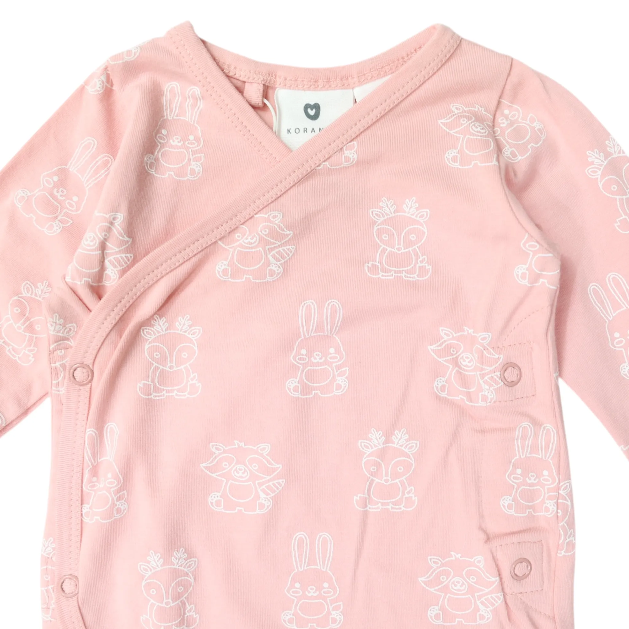 Organic Cotton Long Sleeve Romper Pink Print