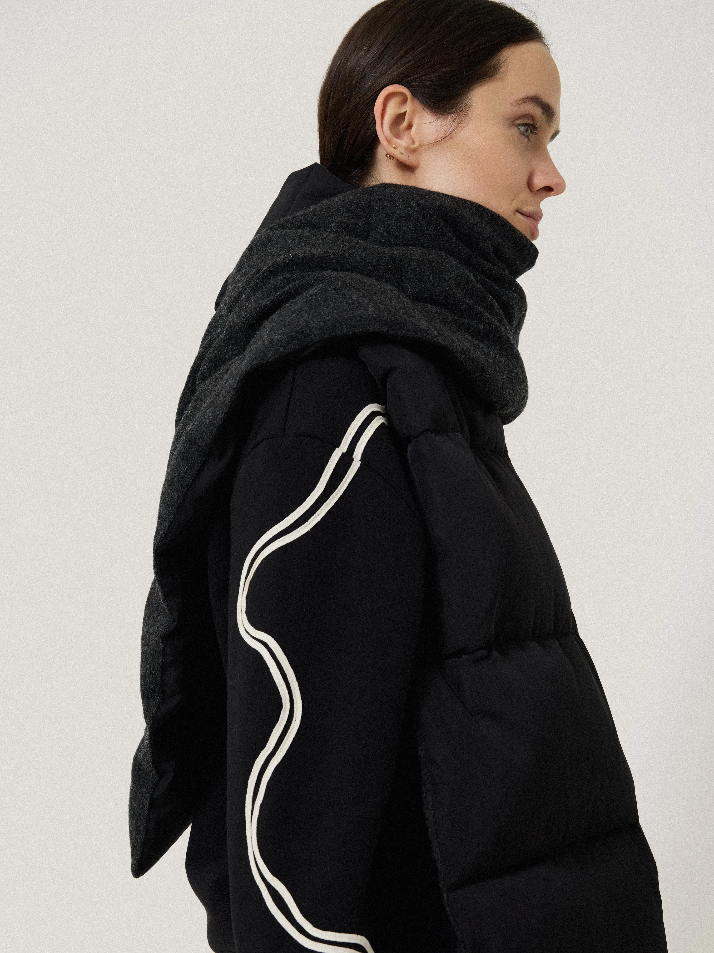 Puffer Knit Scarf | Black