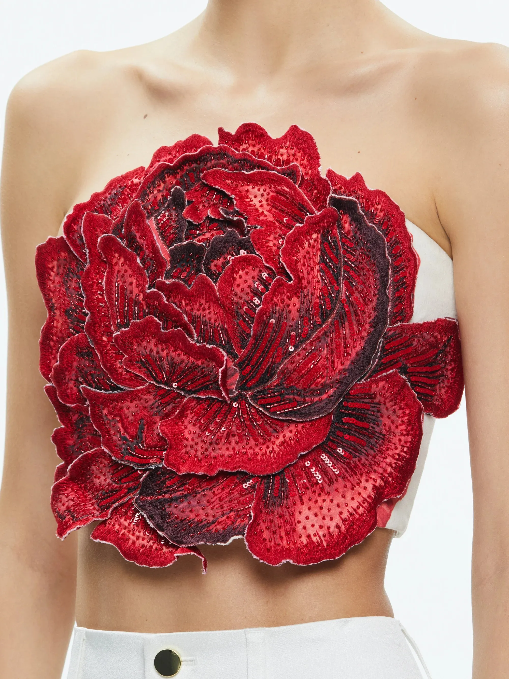 Randie Floral Applique Crop Top - Le Parisien
