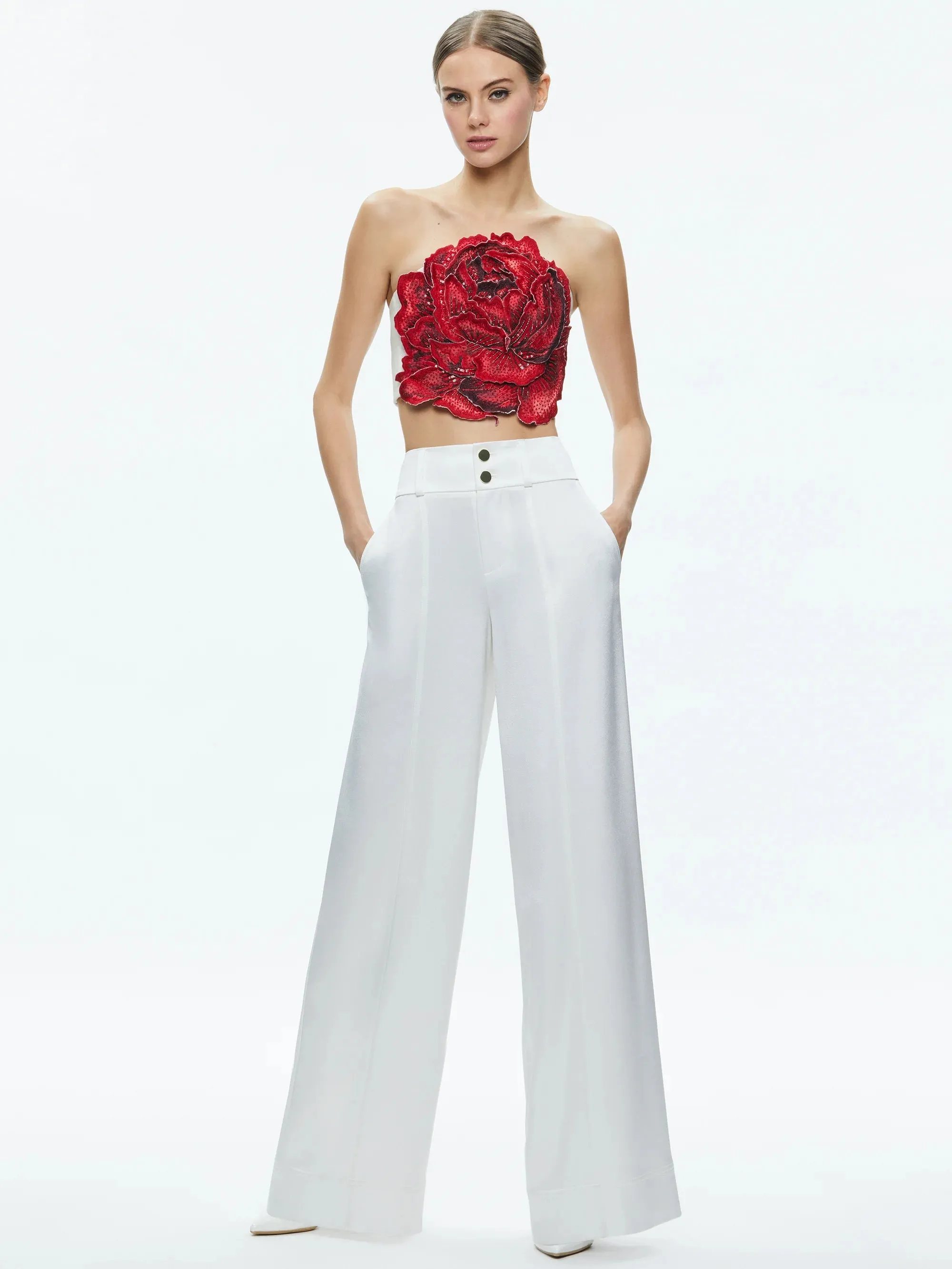 Randie Floral Applique Crop Top - Le Parisien