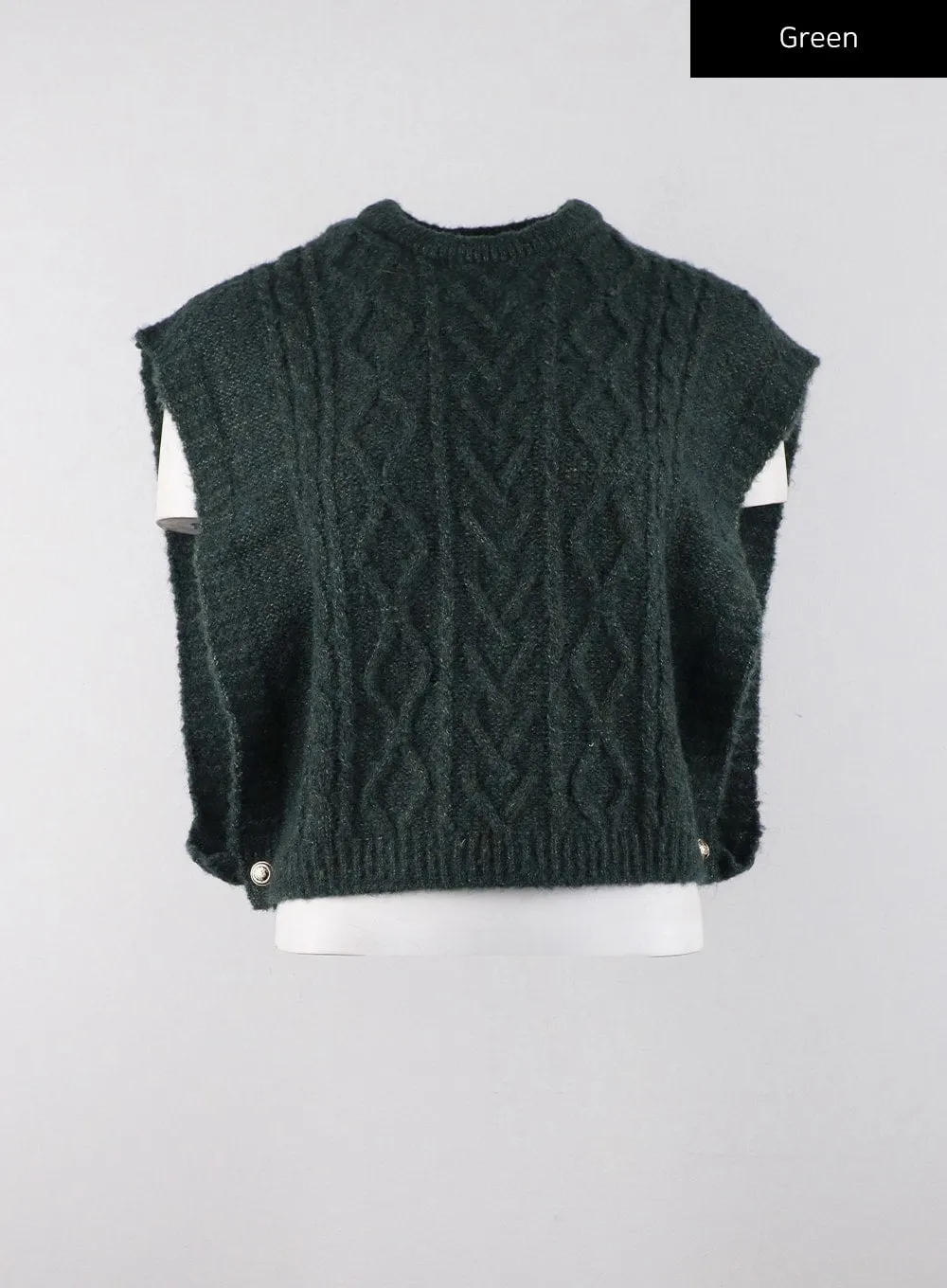 Recycled Polyester Cable Knit Sweater Vest CD314