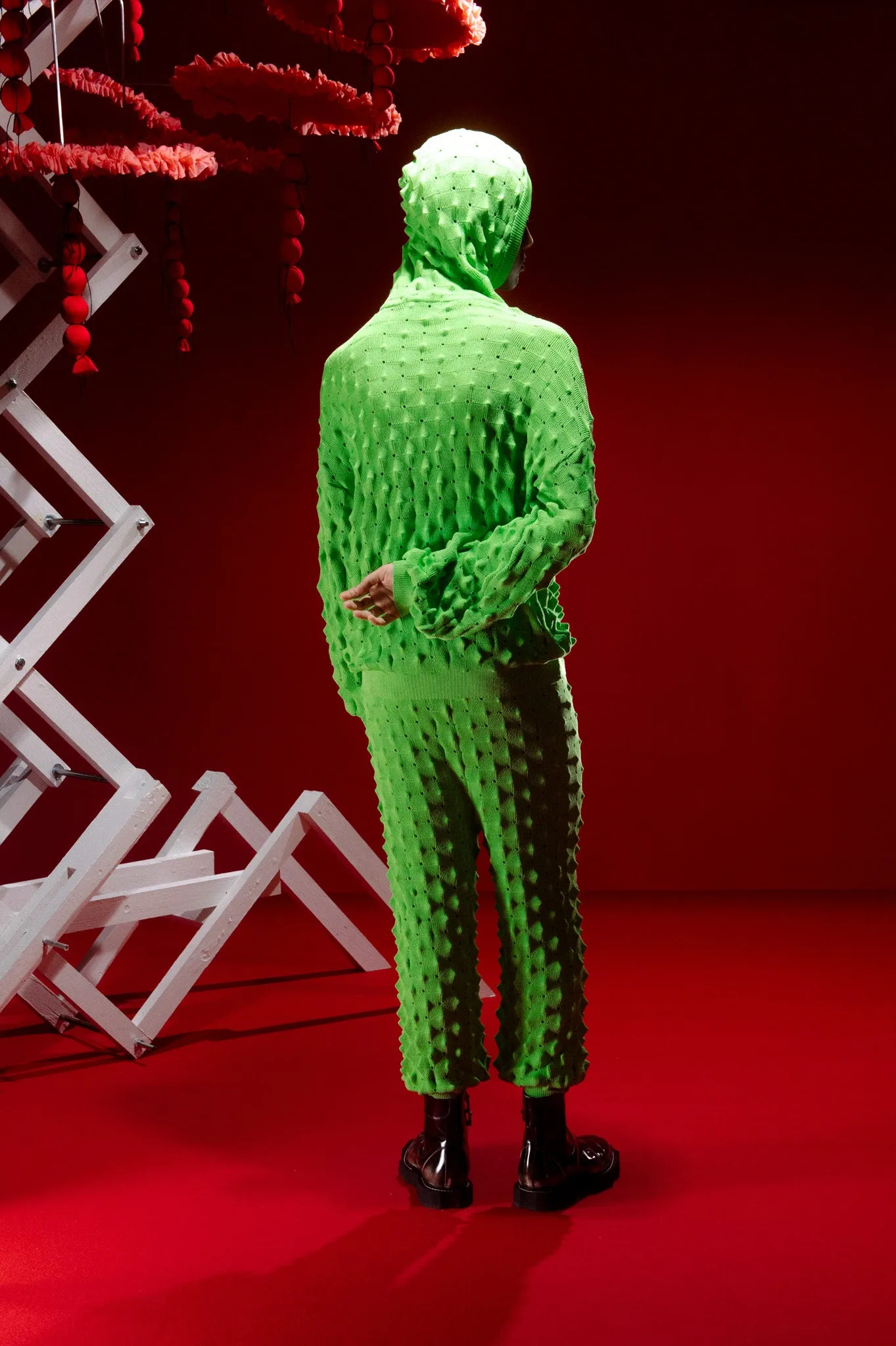 Transparent Spike Knit Pant - Green Spike