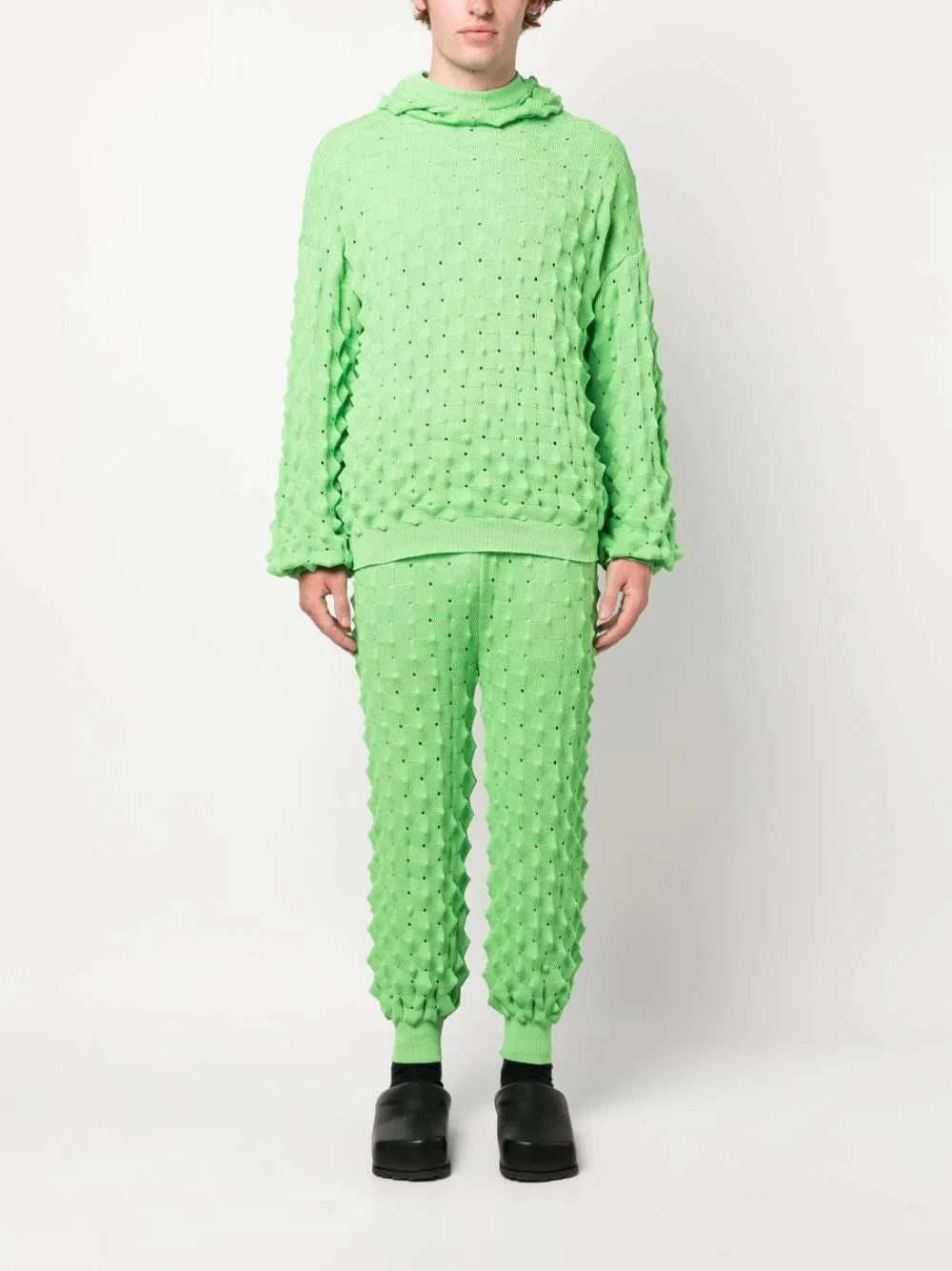 Transparent Spike Knit Pant - Green Spike