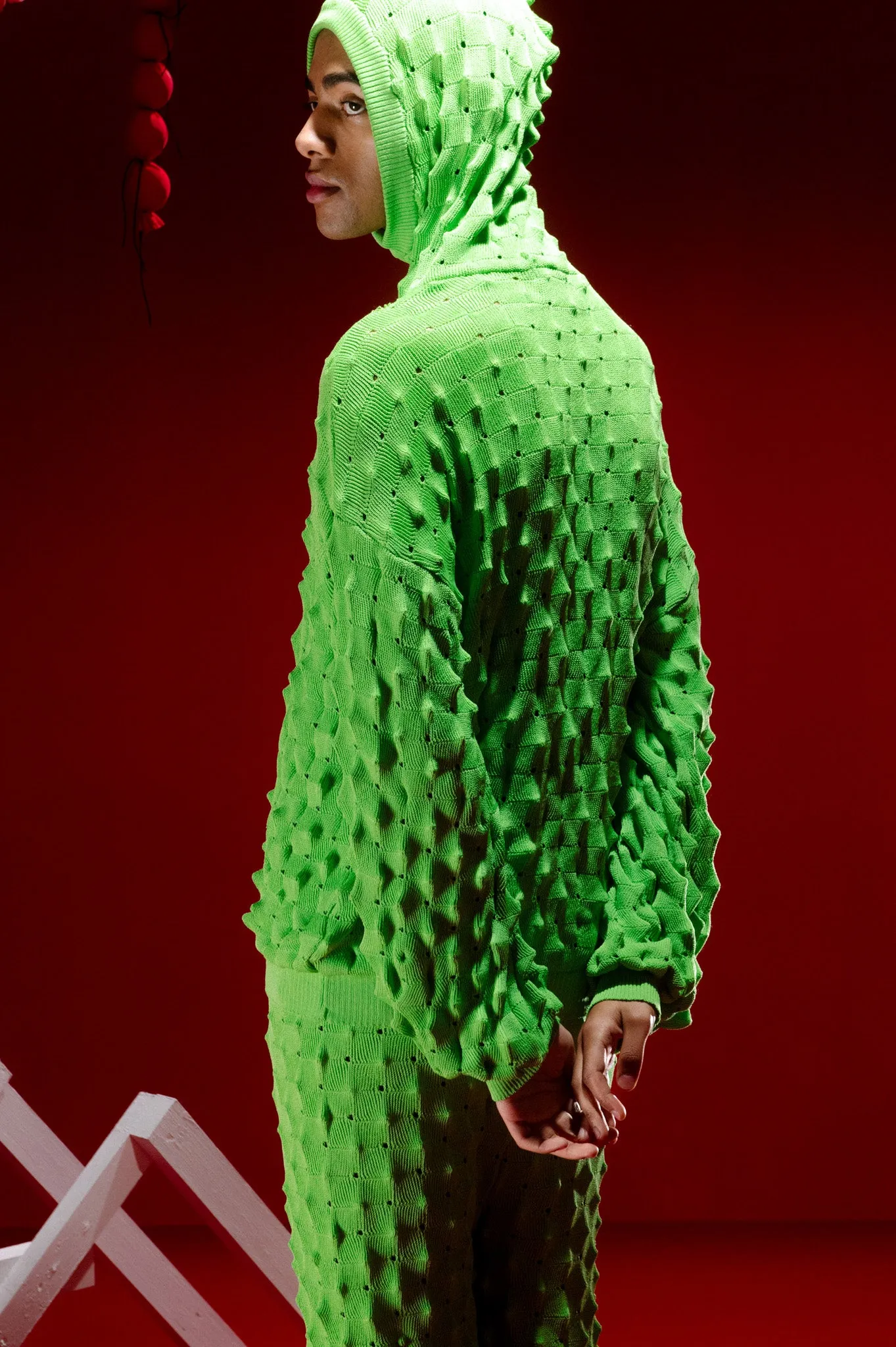 Transparent Spike Knit Pant - Green Spike